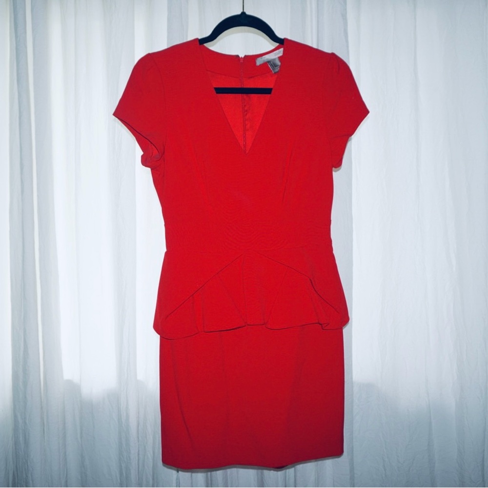 Forever 21 Red V-Neck Sheath Mini Dress
